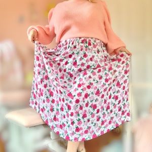 vintage 90s hot pink floral pleated midi skirt XL/XXL